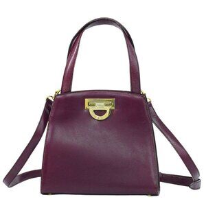 Celine Leather 2-Way Shoulder Bag Pochette Purple Outside]